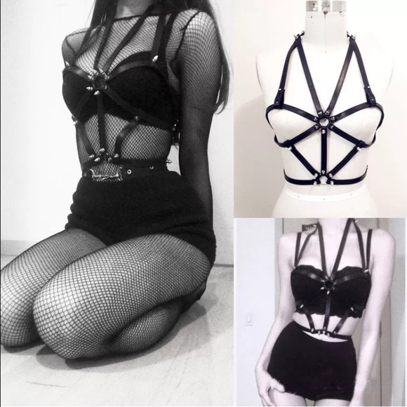 Bondage harness bra top