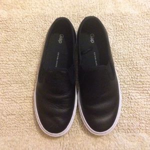 Adorbs black faux leather slip ons