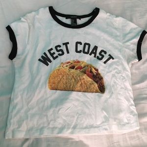"West coast" forever21 graphic crop-top Mac