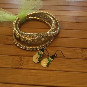 Snow man earrings and diamond bracelet