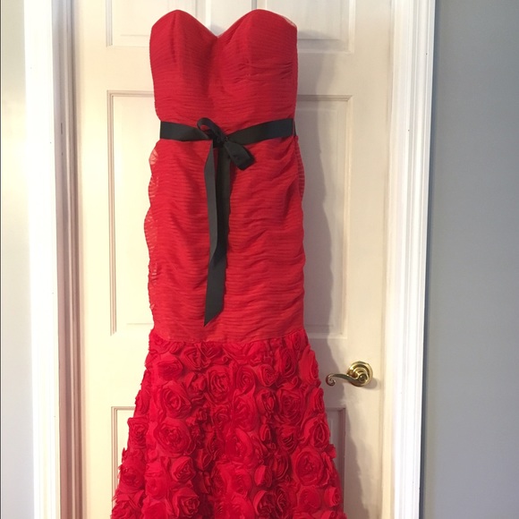 JS Collections Strapless Gown with Rosette Detail