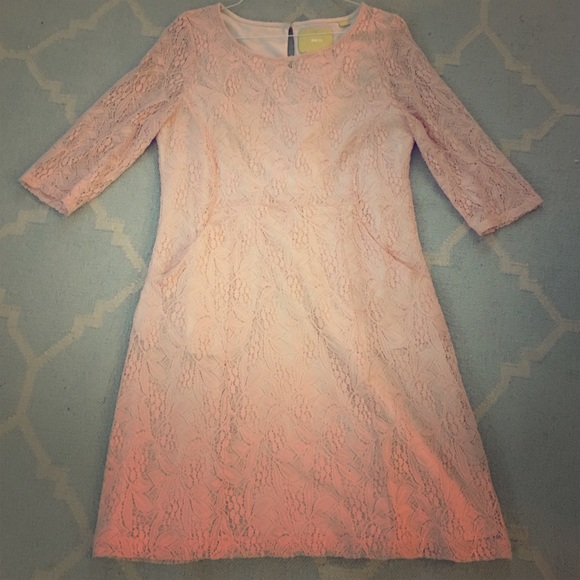 Lovely, pink lace mid sleeve dress with pockets