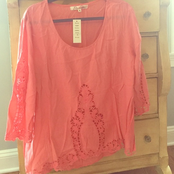 Pink lace detail blouse
