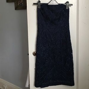 Sue Wong Strapless Navy Dress