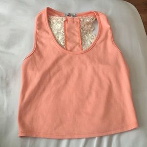 Peach Lace-Back Crop Top