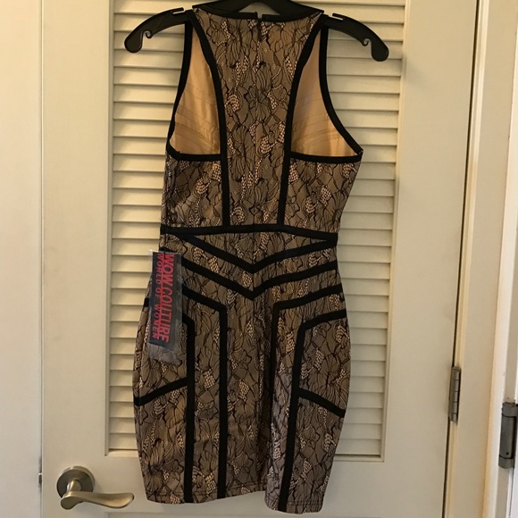 NEW Stretchy BodyCon Lace and Outlined Dress - Picture 3 of 4
