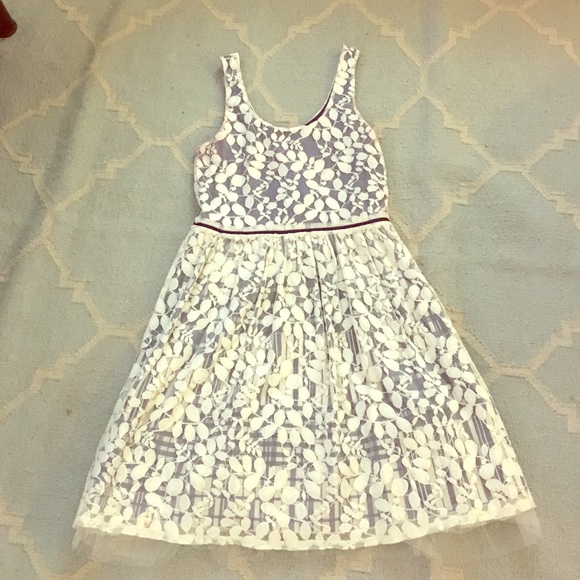 Sweet navy and lace dress from Anthropologie