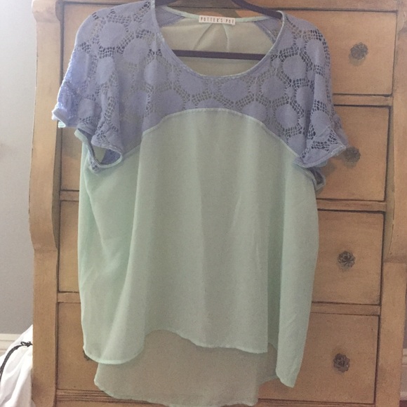 Mint purple lace blouse