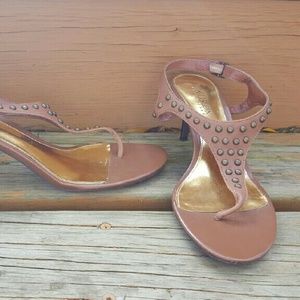 Tan two inch heels
