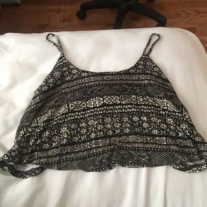 Black & white tribal print flowy crop top