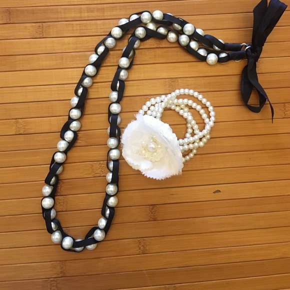 Pearl and navy fashion jewelry