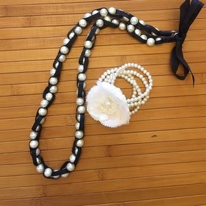Pearl and navy fashion jewelry