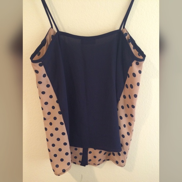 Every 1 Tan & Navy polka dot camisole top XS - Picture 3 of 3