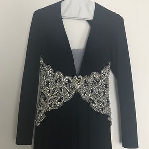 Tony Bowls long sleeve gown with crystals