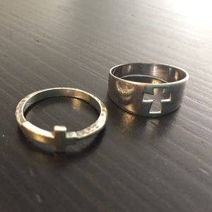 Bundle of silver Cross Rings