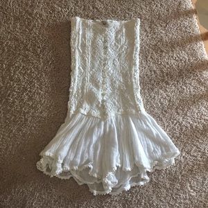 Strapless crochet romper