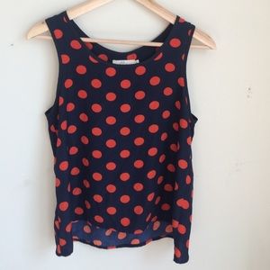 Elodie polka dot shell top w bow on back