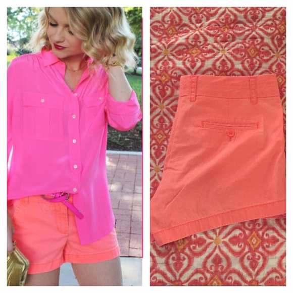 J.CREW Neon Persimmon 3” Chino Shorts