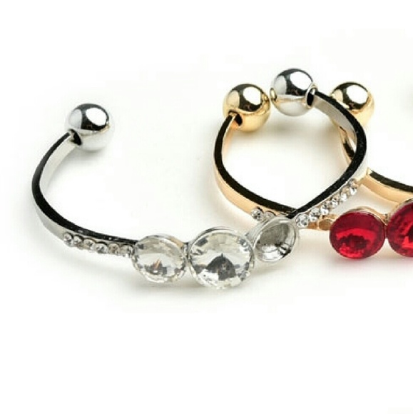 Round Cut Halo Gemstone Cz Bangle Cuff Bracelet - Picture 3 of 7