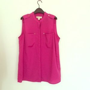 Michael Kors bright fuscia pink top size L