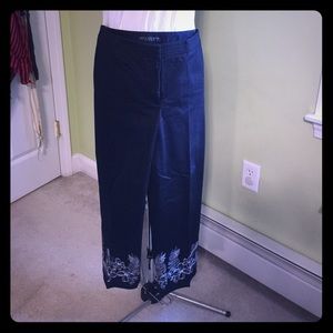 Black Capris with embroidered bottom