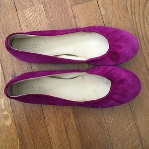 J Crew Suede Cece Flats - Fushia
