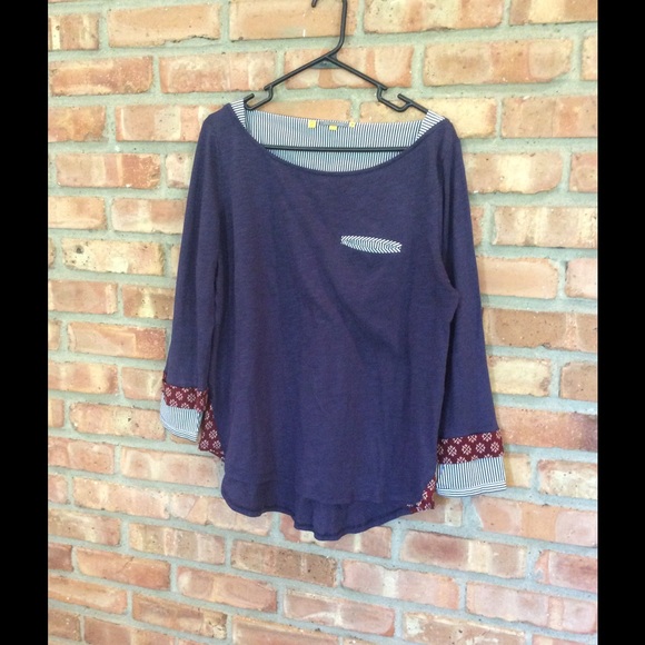 Navy blue cuffed long sleeve Anthropologie shirt