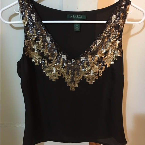 Brown sequined Ralph Lauren top