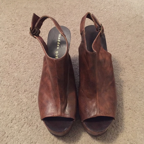 Madden Girl Kaliie Cognac Brown Wedges