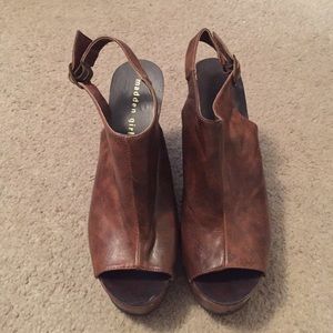 Madden Girl Kaliie Cognac Brown Wedges