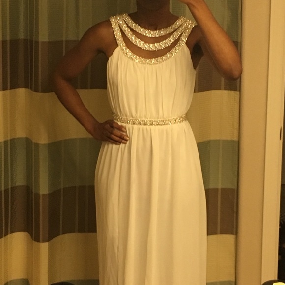 Floor-length gown with jeweled embellishment