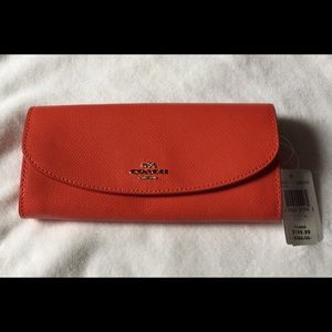 Coach Bright Orange Leather Wallet