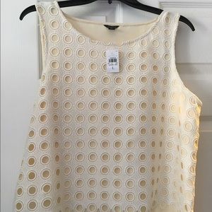 Cream Silk and White Lace Ann Taylor Tank Top