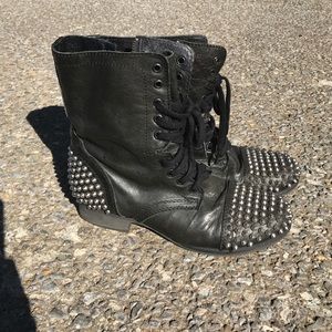 Leather Steve Madden Studded Combat Boots