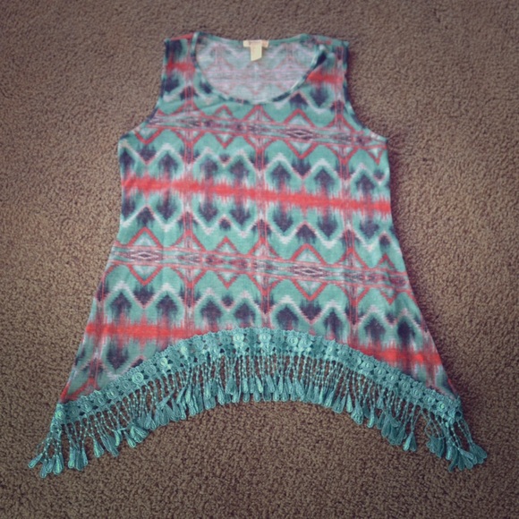 Real Aztec tank top with fringy bottom.