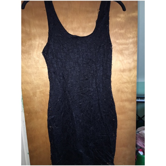 Laced black mini body dress