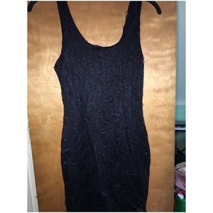 Laced black mini body dress