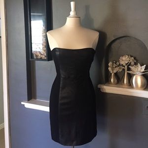 Theory Leather Panel Strapless Dress