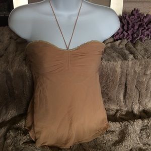 Nude THEORY Flowy Silk Halter w/Side Zipper