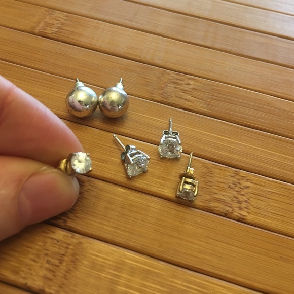 Sterling silver and diamond earrings
