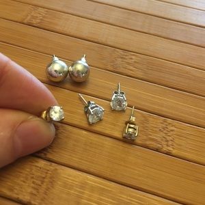 Sterling silver and diamond earrings