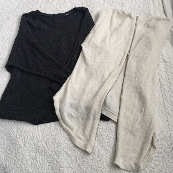 SOLD❌❌white&gray & white Zip up Open back Express