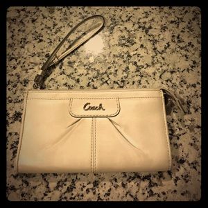 Coach wristlet, ivory pearlescent color