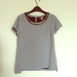 Banana Republic crystal collar grey shirt size M