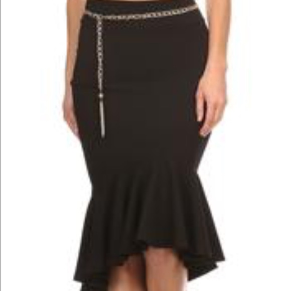 Black Mermaid Style Ruffle Skirt SK-16 - Picture 2 of 5