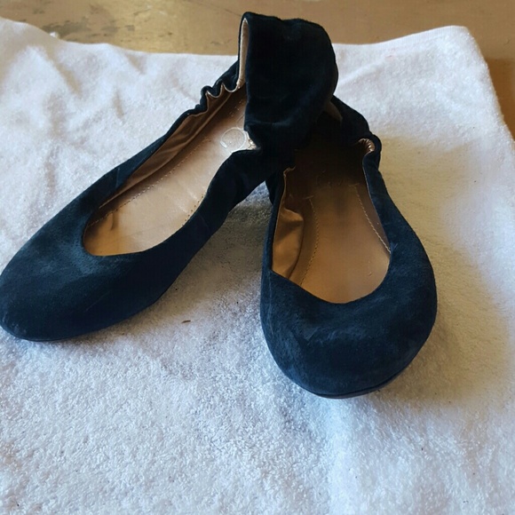 Blue suede flats