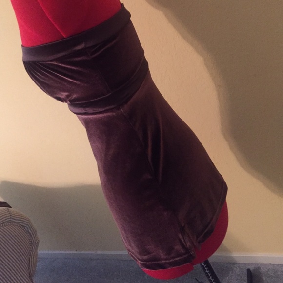 Chocolate brown velour strapless top - Picture 2 of 4