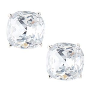 Kate Spade Square Stud Earrings (clear/silver)
