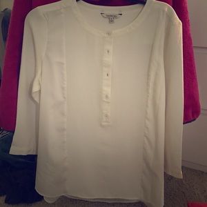 calvin klein white long sleeve shirt