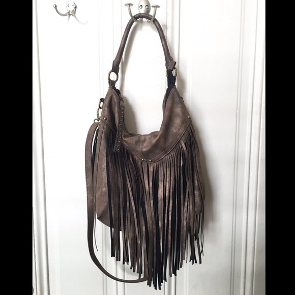 Vintage Suede Fringe Hobo